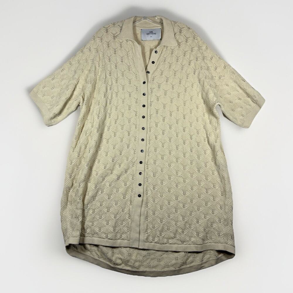 Mr. Mittens Open Knit Dress Women's M/L Cotton Button Front Beachy - *READ